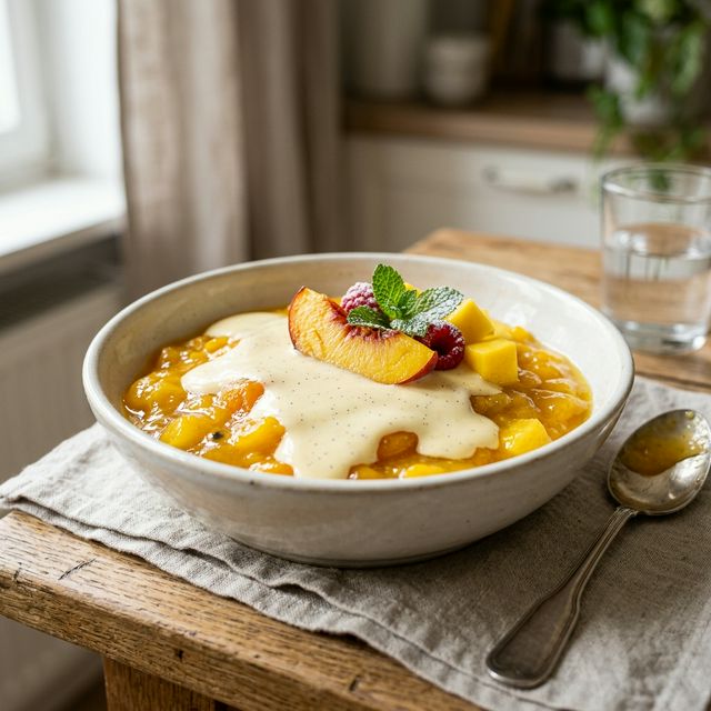Gelbe Grütze mit Vanillesauce