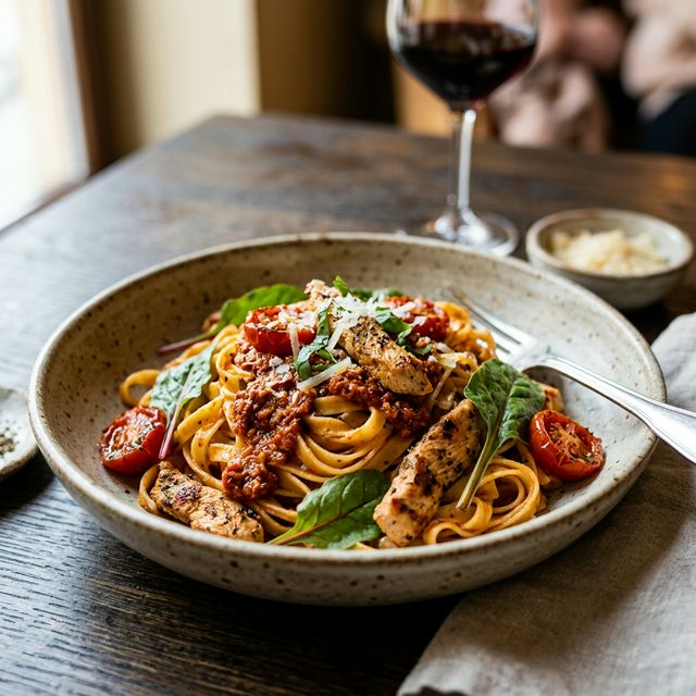 Tagliatelle mit rotem Pesto