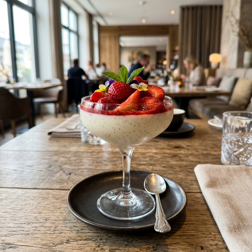 Tonkabohnenquark und Erdbeeren